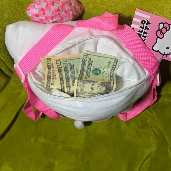 firm price NWT Hello Kitty Plush Backpack pink and white - Picture 6 of 6